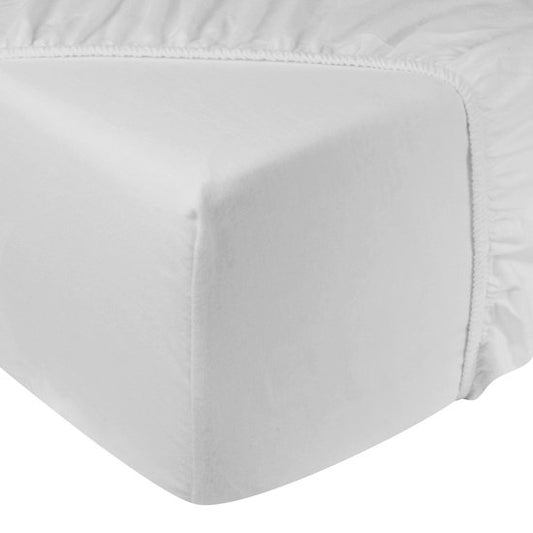DoubleDry Spannbetttuch aus Flanell, 100 % weiche Baumwolle – Doppelbett 180 x 200 cm – Rundum-Gummizug – Weiß
