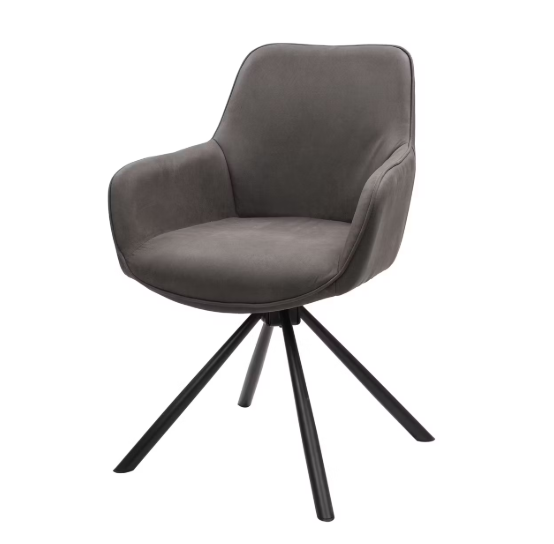 Dutchbone Oliver Esstisch-Drehstuhl 57x60x86 cm - Mikrofaser Anthrazit - 2er Set