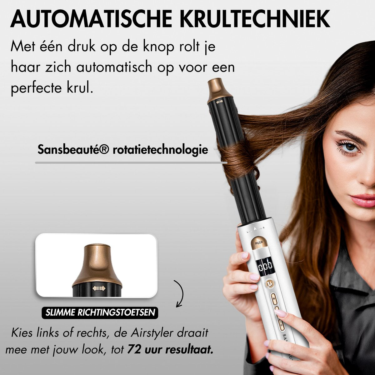 Sansbeauté 4-in-1 Airstyler - Multistyler - Föhnbürste - Lockenbürste - Stylingbürste - 1400W - Ionen-Technologie - Weiß/Gold