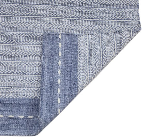 AXI Rhodos Outdoor-Teppich – Rechteckig – 200 x 290 cm – Blau – Geometrisches Muster – Outdoor-Teppich – Wetter- und UV-beständig – Flachgewebt – Gartenteppich – Für drinnen und draußen – Handgewebt