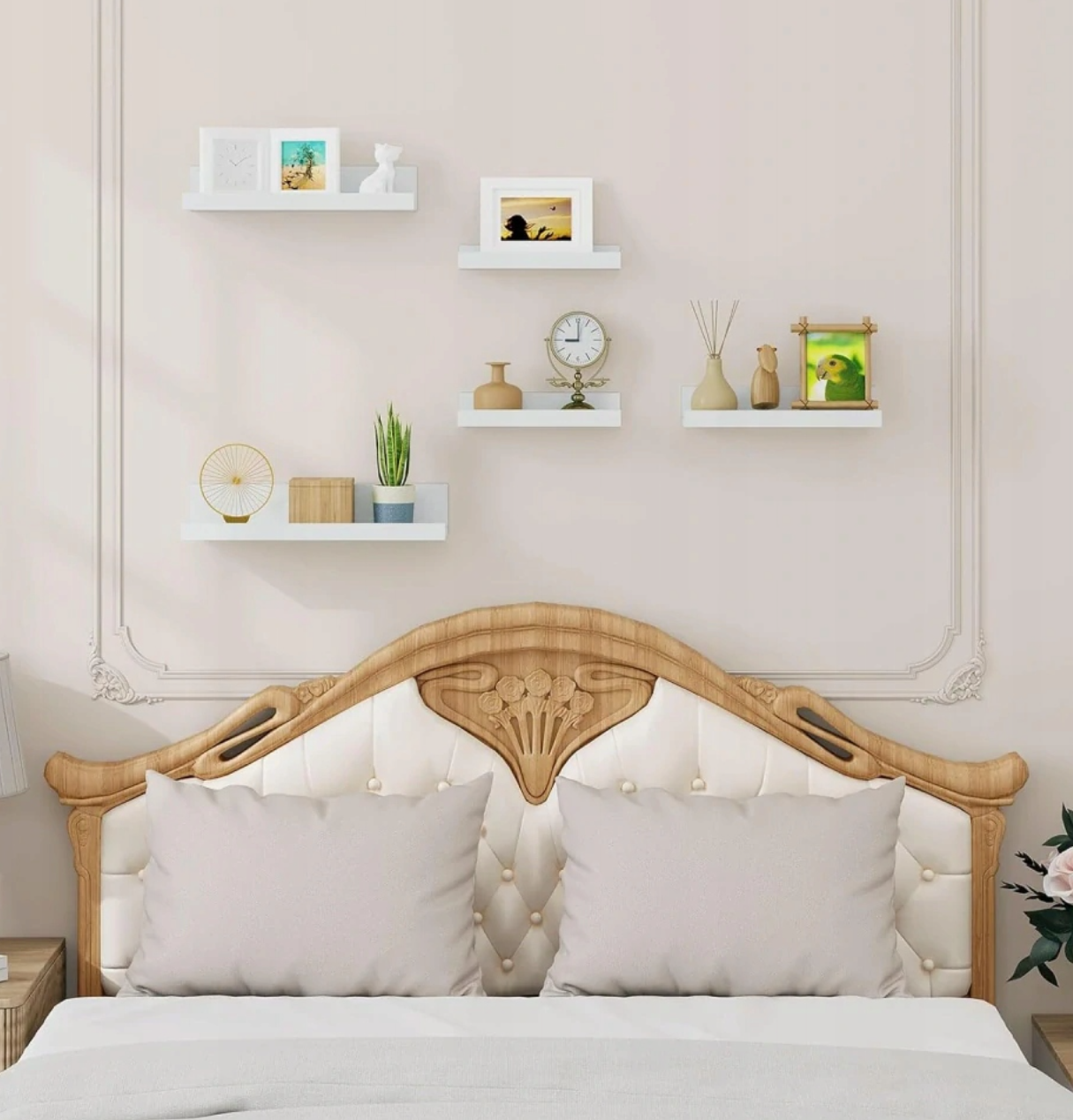 Eugad Wandregal-Set mit 5 Regalböden – Weißes MDF – 40 x 16 x 8 cm – Moderne Wandregale für Wohnzimmer, Schlafzimmer, Küche und Flur