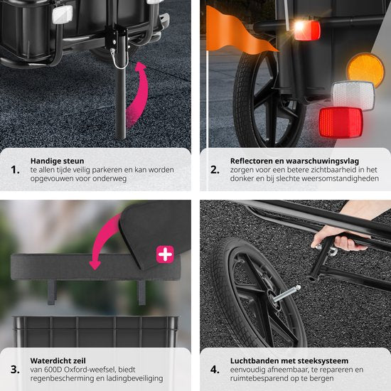tectake® 2-in-1 Fahrradanhänger - Gepäckwagen und Kinderwagen - Anhänger für Fahrräder, Mountainbikes und eBikes - Transportanhänger mit Deichsel - Mit Plane und Luftbereifung - Maximale Tragfähigkeit 50kg