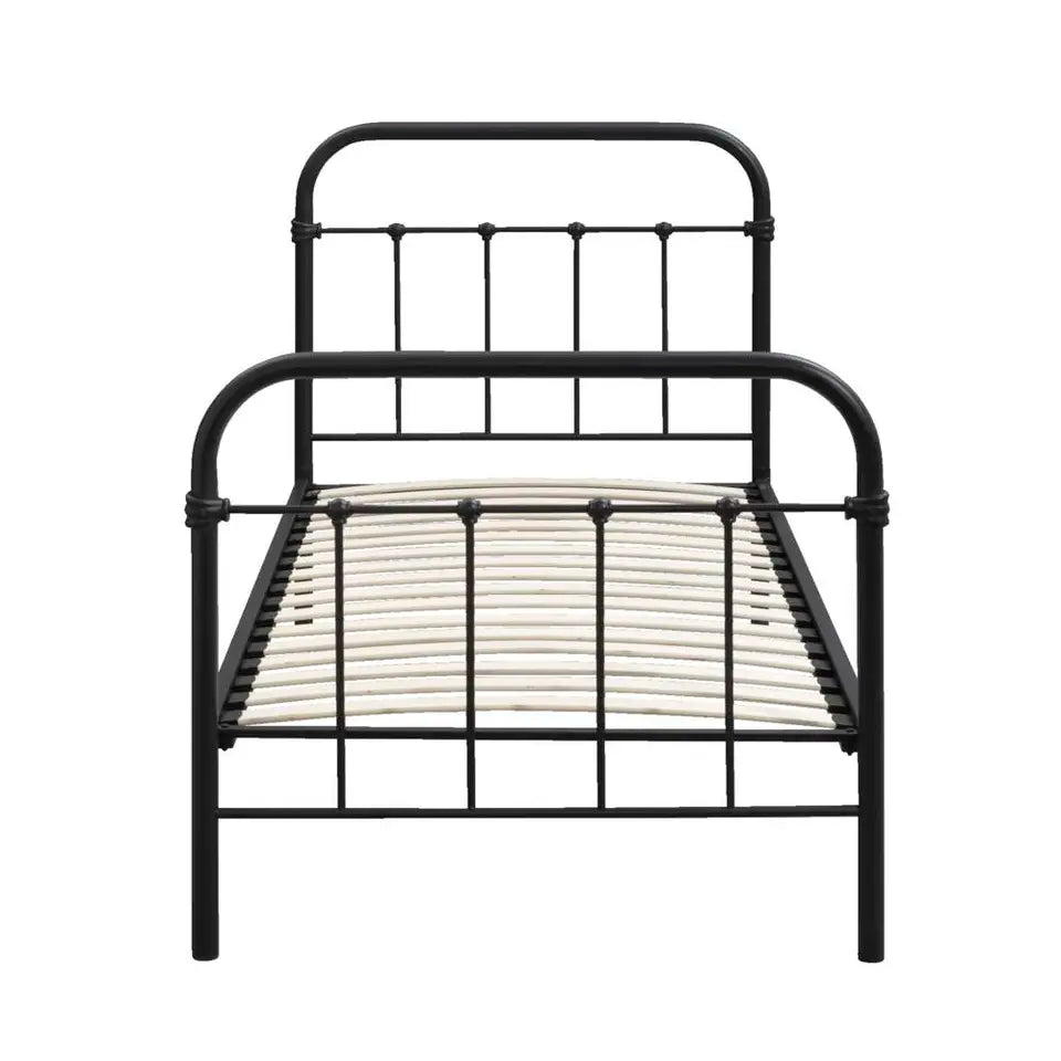 Leen Bakker Bett „Anne“ 90 x 200 cm – Metall – inklusive Lattenrost – matt anthrazit