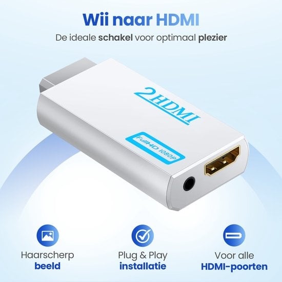 GarpexÂ¬Ã† Wii Connection to HDMI adapter - Exklusiv geeignet für Nintendo Wii + Inklusive 1,5m HDMI Kabel - Full HD 1080p - Audio-Video-Konverter geeignet für Wii
