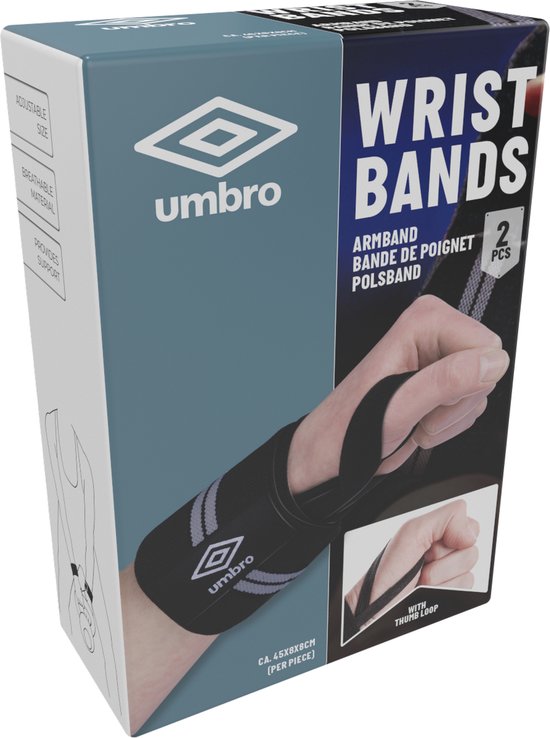 Umbro Armbänder - 2 Stück - Für Fitness, Crossfit und Krafttraining - Weiß/Schwarz