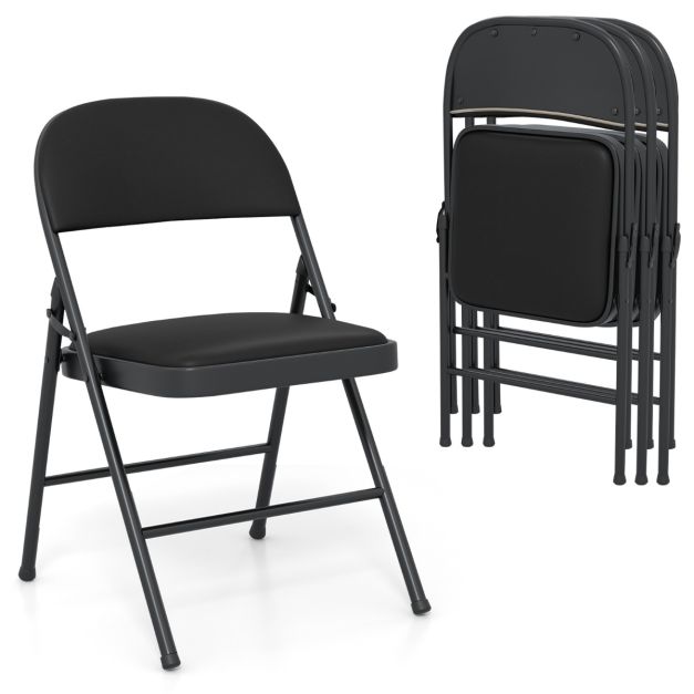Coast Klappstühle mit Polsterung – 4er-Set – 47 x 45 x 79 cm – Schwarz