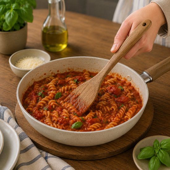 alpina Holzspatel 30 cm – Akazienholz – Ergonomisches Design – Geeignet für das tägliche Kochen und Backen – Langlebig und leicht zu reinigen – Mit Aufhängehaken – Braun