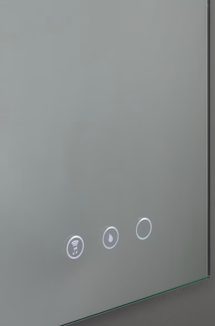 Kame Match Smart-Badezimmerspiegel – 60 cm – Mattgrau – Mit LED-Beleuchtung, Bluetooth-Lautsprechern und Antibeschlagfunktion