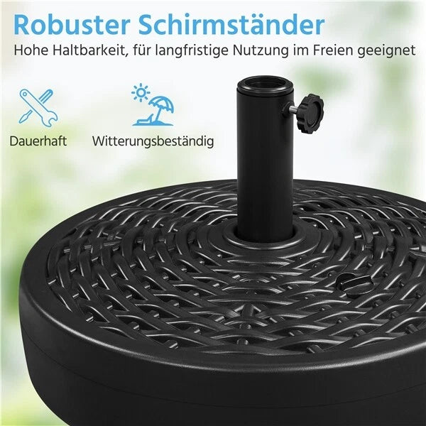 Yaheetech Sonnenschirmständer Ø 50 cm – Schwarz – Befüllbarer Sonnenschirmständer mit Wasser oder Sand für Sonnenschirme mit einem Durchmesser von 38–48 mm