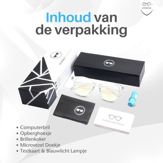LC Eyewear Displaybrille - Blaulichtbrille - Inkl. Brillenetui - Unisex - Transparent Blau