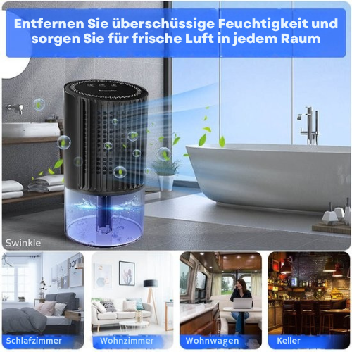 Swinkle® - Luftentfeuchter - Entfeuchtet bis zu 0,35 Liter pro Tag - geeignet für Wohnzimmer, Schlafzimmer, Badezimmer - schwarz