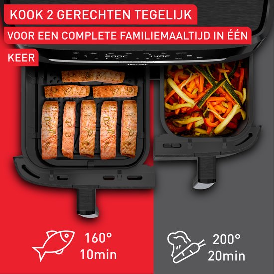 Tefal Easy Fry Dual XXL EY9428 – Doppel-Heißluftfritteuse XXL – 11 l – Einschübe 6,5 l & 4,5 l – 7 Programme – Für 8–10 Personen