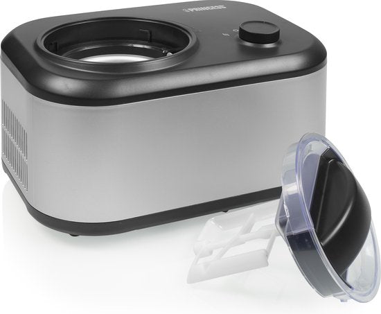 Princess 282608 – Eismaschine mit Kompressor – Mit eigenem Gefrierfach – 1 Liter – Schwarz/Grau