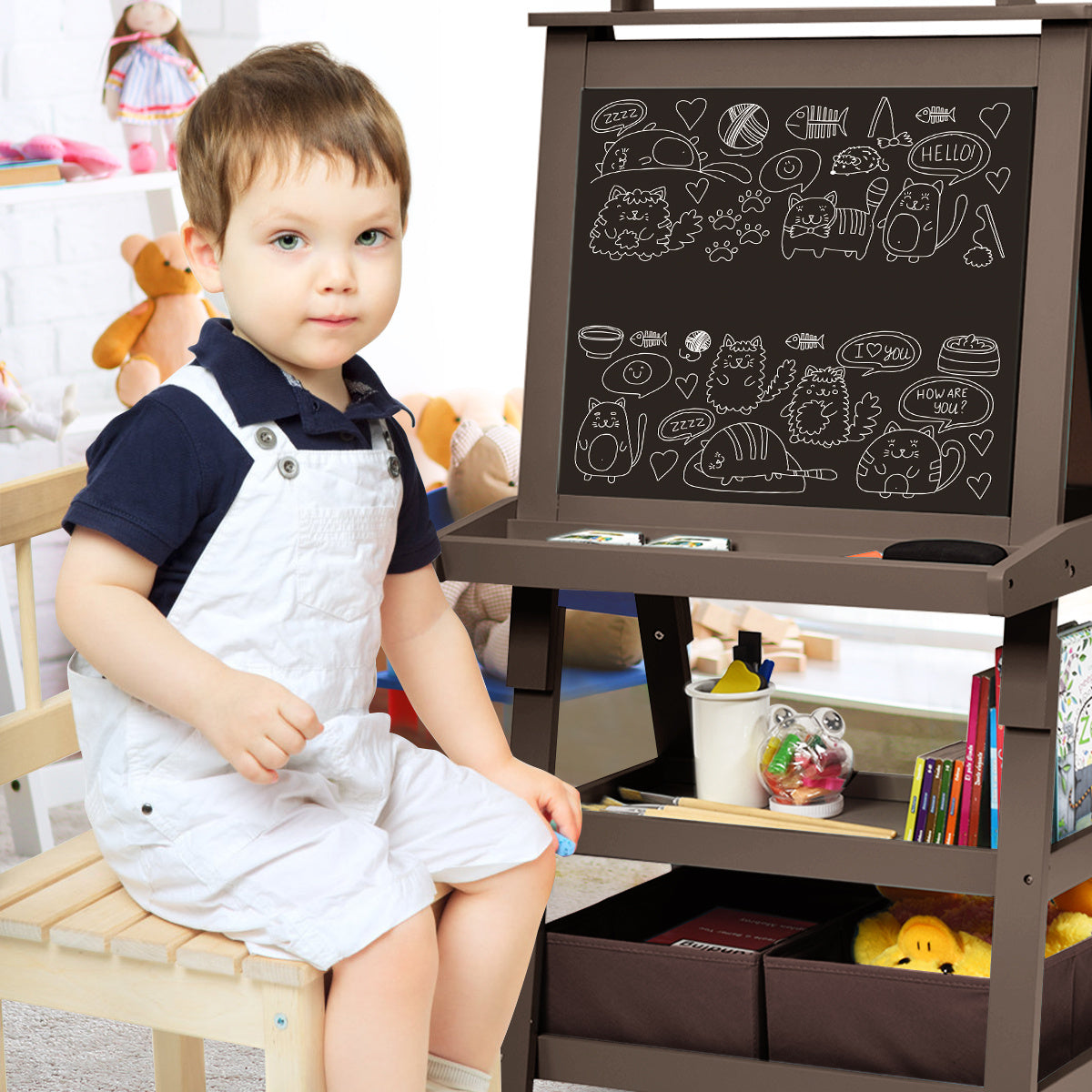 Coast 3 on 1 Kinder leichter Kindertisch doppelseitiges Whiteboard -Standtisch mit Magneten für Kleinkinder Kaffee Kaffee