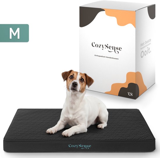 CozySense® Orthopädisches Hundekissen 75 X 45 Cm - Größe M - Wasserdicht - Geeignet als Sitzkissen & Hundebett - Waschbarer Bezug - Schwarz