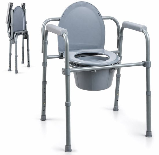Safe Age® Toilettenstuhl 3-in-1 - faltbar & höhenverstellbar - Toilettenerhöhung & Poststuhl mit Eimer - bis 160 kg - für Senioren & Rekonvaleszenten - po Stuhl - Toilettenstuhl