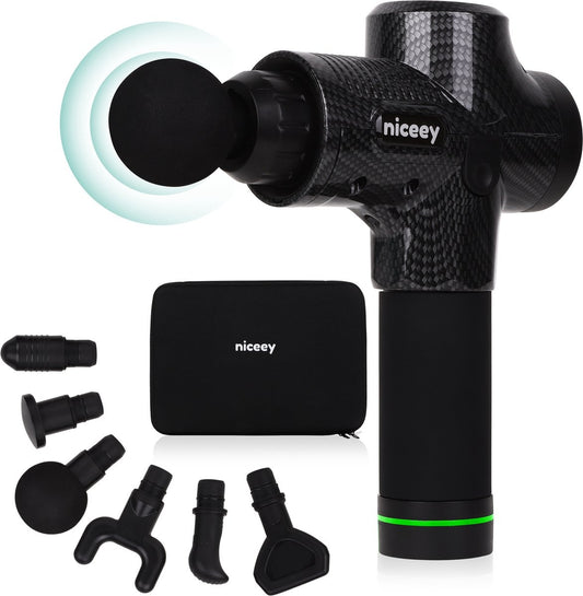 Niceey Professional Massage Pistole - Kabellos - Schwarz