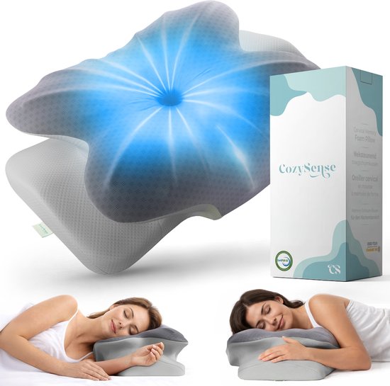 CozySense® Memory Foam Pillow - Ergonomisches Memory Foam Pillow - Schmetterlingskissen - Kopfkissen - Abnehmbarer und waschbarer Bezug - Seitenschläfer, Rücken- und Bauchschläfer
