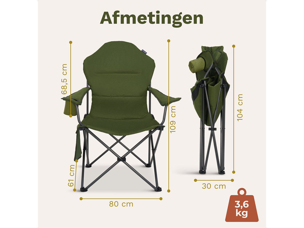 TRVLMORE Campingstuhl Small Plus Schwarz - 30 x 104 cm Zusammengeklappt - Kapazität 160 kg - Faltbares Design