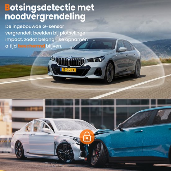 Dashcam für Auto vorne und hinten - 4K und 64GB - Dual Dashcam - G-Sensor und Zeitrafferfunktion - Schwarz - von Faas