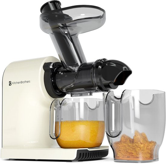 KitchenBrothers Slowjuicer - Kompakt - Entsafter - Gemüse- und Obstpresse - 45 mm - 500 ml - Geschenk zum Muttertag - Champagner