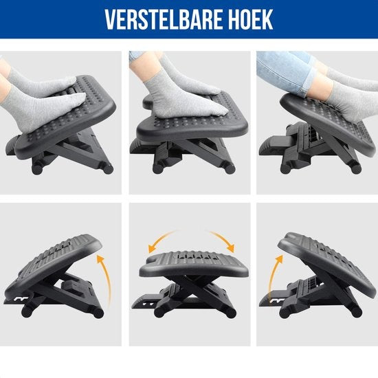 Strex Fußstütze Ergonomisch mit Massagerollen - Verstellbar - Anti-Rutsch - Fußstütze Schreibtisch