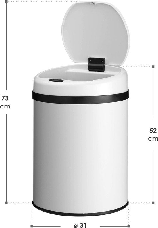 Automatischer Abfallsammler / Abfallsammler / Sensorabfallsammler - 30 Liter - Weiß - Rund