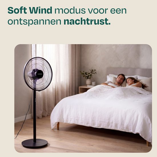 VONROC Standventilator – Ø 45,5 cm – 3 Geschwindigkeitsstufen – Timer – in 3 Höhen verstellbar – inkl. Fernbedienung – schwarz