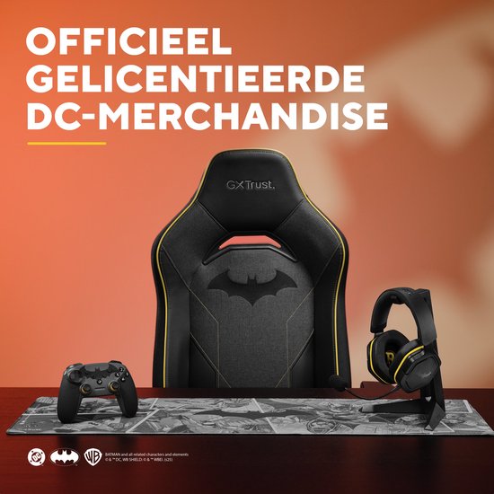 Trust GXT 721BM Ruya Pro Gaming-Stuhl – Batman Edition – Ergonomisches Design – Schwarz/Gelb