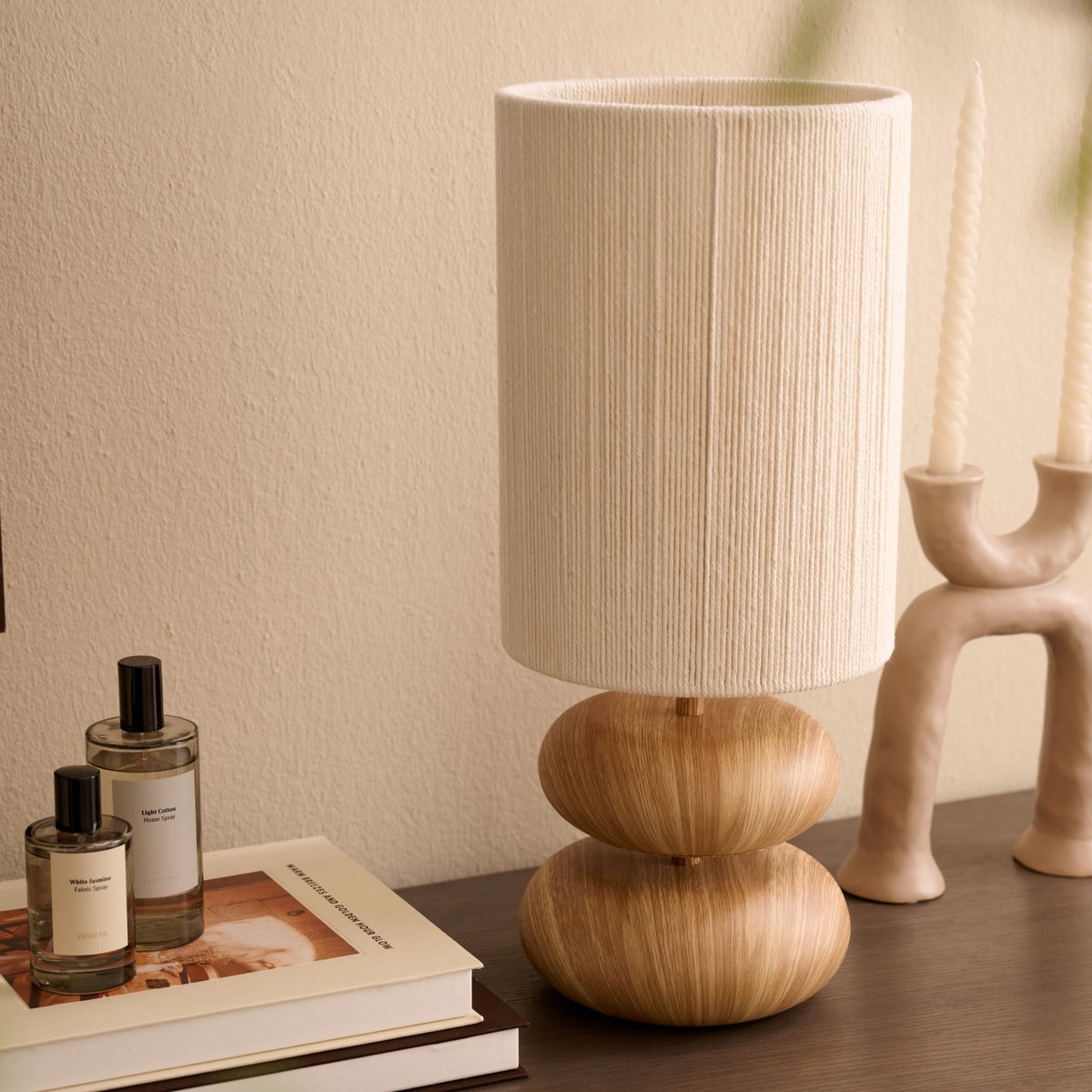 Licht & Wohnen Tischleuchte Danialo - Natur - Ø22cm - Modern