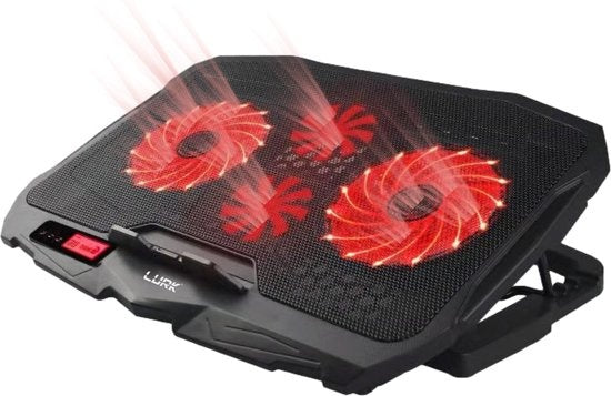 LURKÂ® Laptop-Kühlständer - Laptoperhöhung/Kühlung - 4 Lüfter - Coolpad - Bis zu 17 Zoll - Ergonomisch einstellbar