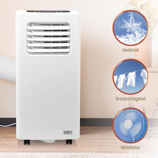 Mobile Klimaanlage – Eden ED-7007 Klimaanlage mit Fernbedienung – 7000 BTU – Energieeffizienzklasse A - Für Räume bis zu 60 m³ - Temperatureinstellung von 16 °C bis 31 °C - Leistungsstarke Klimaanlage, Ventilator und Luftentfeuchter in einem + Kostenloses