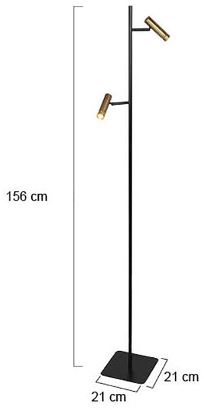 Stehlampe Lumo 4608BR – Moderne Leselampe mit zwei Leuchten aus Metall mit bronzefarbenen Akzenten, 125 cm hoch, dreh- und neigbar, Marke Mexlite