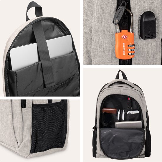 TRVLMORE Rucksack mit Lifetime - Rucksack mit 15.6 Zoll Laptopfach - Schultasche - Spritzwassergeschützt - Männer und Frauen - Jungen und Mädchen - 28L - Champagner