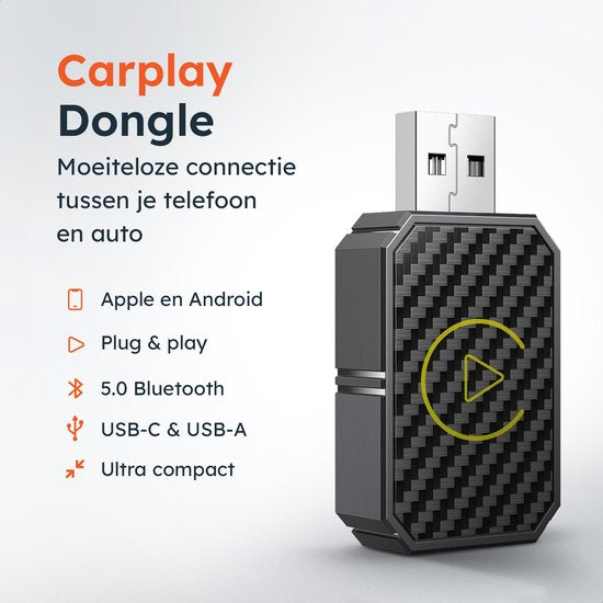 Drahtloser CarPlay & android dongle - PRO mini - Apple - Android - Auto - Bluetooth - Drahtlos - Drahtlos - Empfänger - AirPlay - Kompakt - inkl USB-C - Skoov