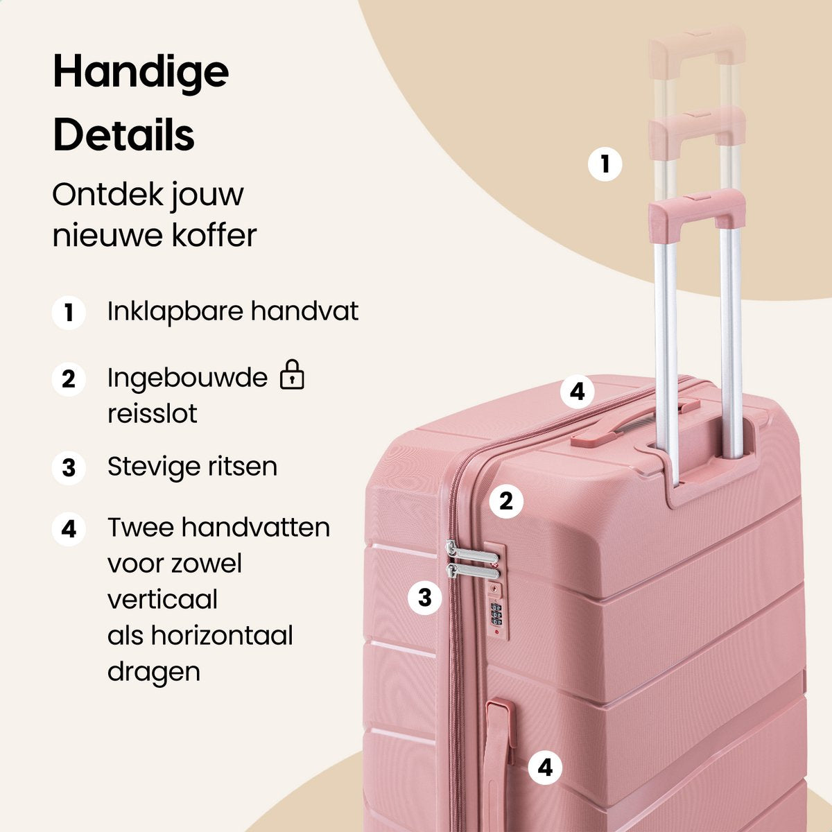 SC Urban Adventurer Reisekoffer Medium - 24 Zoll (79L) - 66x44x27cm - Zahlenschloss - 360° Spinner-Räder - Leichter Trolley - Pink