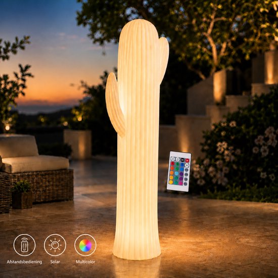 Smartwares LED-Solar-XXL-Gartenlampe – 110 cm - RGB – Dekorative Kaktus-Außenbeleuchtung – Party-Lampe – Wilder Westen – Mit Fernbedienung und Sensor – Außenlampe – Farbwechsel – Touch-Bedienung – Automatisches Einschalten – 6–8 Stunden Betriebsdauer