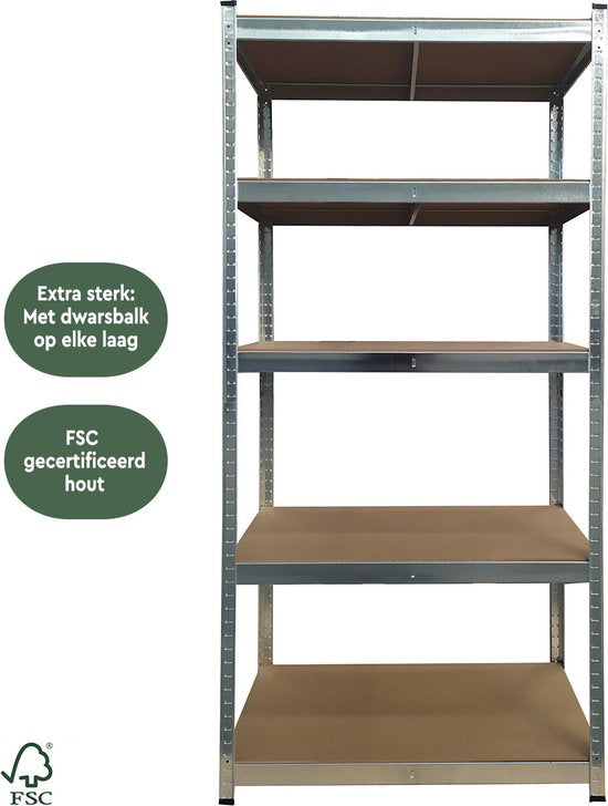 BRASQ Metallregalschrank - Lagerregal - Wandschrank - Lagerschrank 180x90x40cm - 5-Lagen-Schrank 175 KG/Fach - 875 KG max
