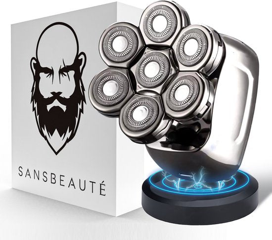 Rasierer Männer - Trimmer - Clipper - Sansbeauté® Skull Sharp PRO - Elektrischer Gesichts- und Kopfrasierer - Nass- und Trockenrasur - Kabelloses Aufladen - Elektrisch