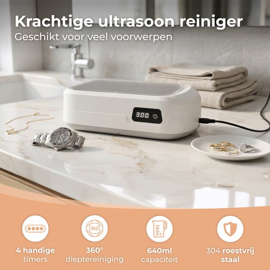 Nuvance Ultraschallreiniger – Brillenreinigungsbad – 640 ml – Ultraschallreiniger für Brillen und Schmuck – Zahnprothesenreiniger