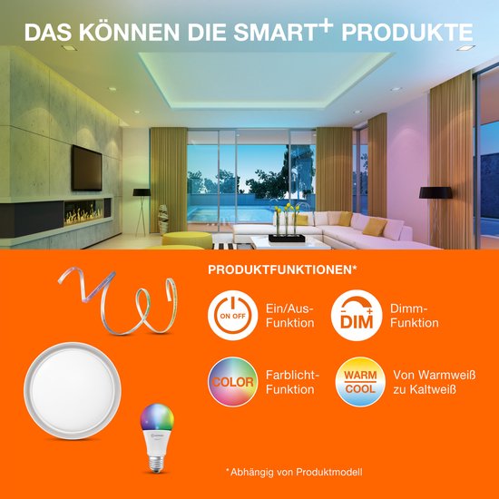 LEDVANCE Leuchte: für Decke, SMART SURFACE DOWNLIGHT TW / 22 W, 22-...24- V, Abstrahlwinkel: 11-, Tunable White, 3-65- K, Gehäusematerial: Aluminium, IP2-