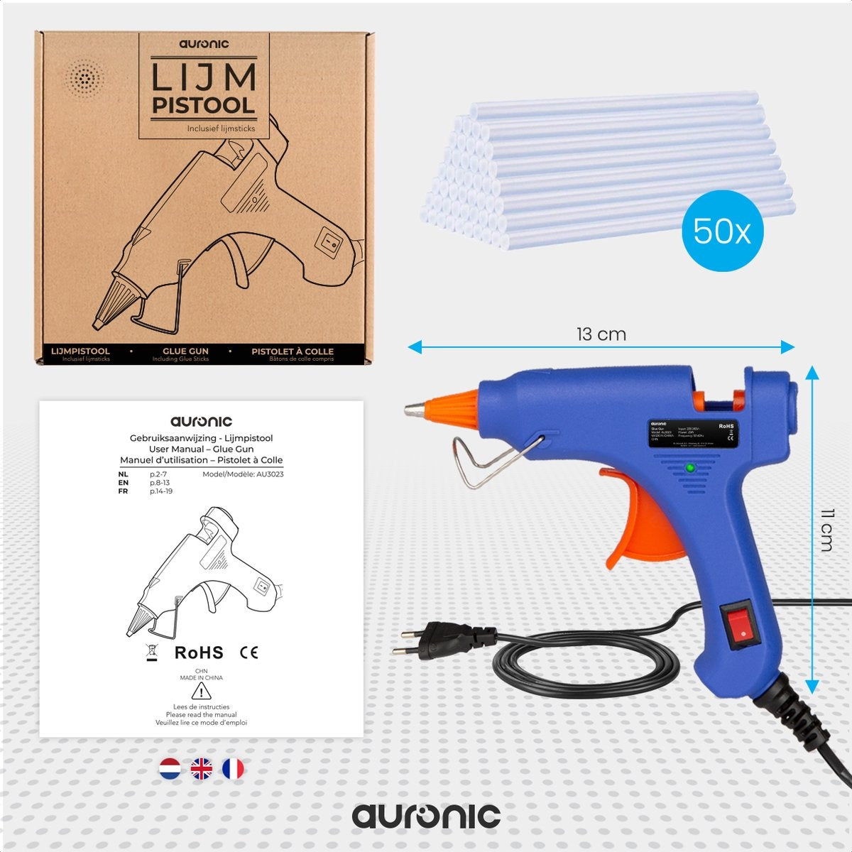 Auronic Klebepistole - mit 50 Klebepatronen - 20W