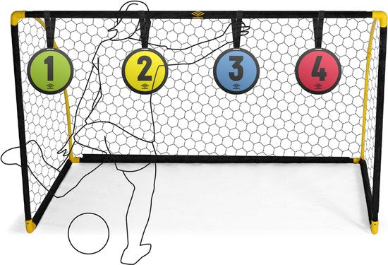 Umbro Fußballtore - 4 Zielscheiben - ⌀ 21 CM - Trainieren Sie Genauigkeit und Reaktionszeit - Grün/ Gelb/ Blau/ Rot