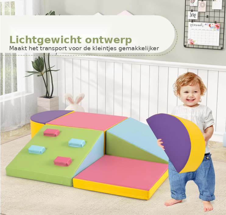 COSTWAY Weiche Bausteine, Set – 6-teilig – Kletter-, Krabbel- und Spielblöcke – 40 x 40 x 20 cm – mehrfarbig