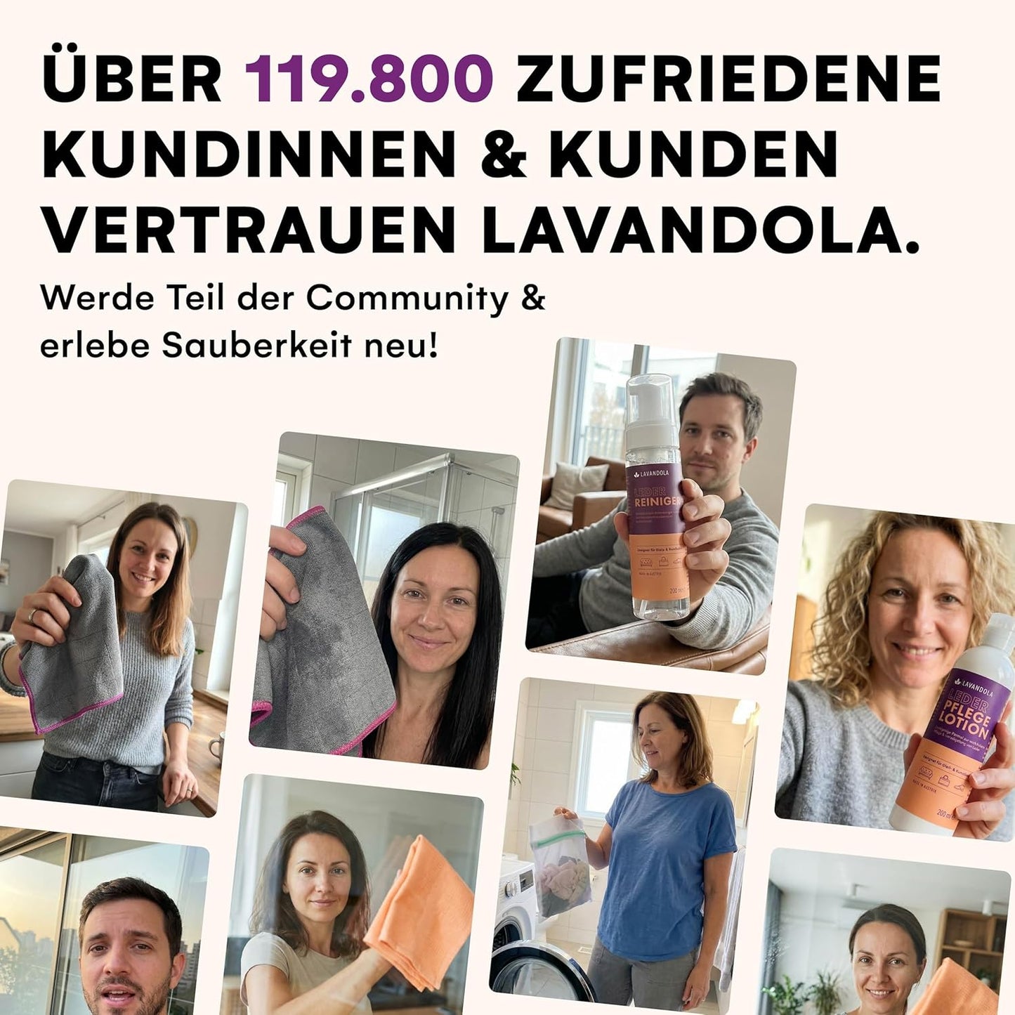 Lavandola® 6er-Pack Carbon-Mikrofasertücher für Fenster, 30 x 30 cm – 450 g/m² – streifenfrei & besonders saugfähig – Glas, Spiegel & Auto