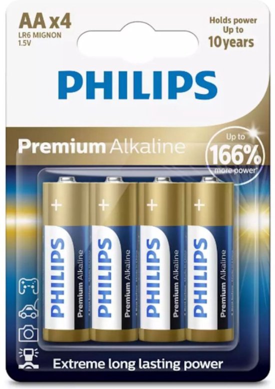 Philips AA-Batterien 4 Stück - LR03M4B/1 - 10 Jahre Haltbarkeitsdauer