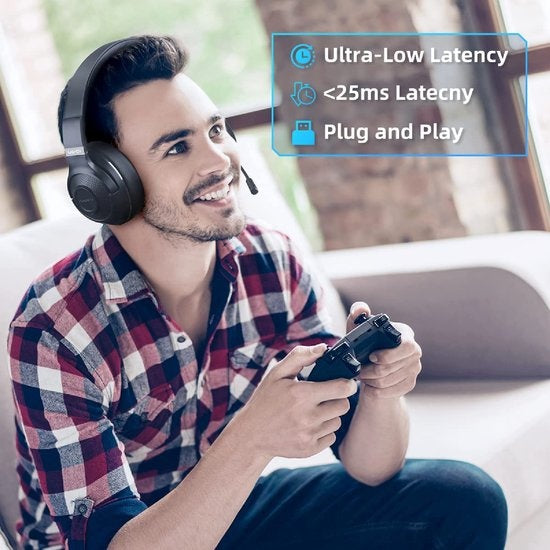 Fuegobird UG-01 2.4GHz Wireless Gaming Headset - Bluetooth Headset - Multiplattform - Geeignet für PS4/PS5, Nintendo Switch - Schwarz