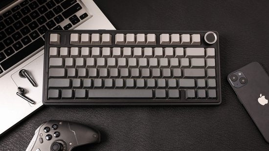 EPOMAKER x AULA F75 - Schwarz/Grau - Mechanische Funktastatur - RGB - 75% - QWERTY - Gaming Tastatur - Leobog Reaper Switch