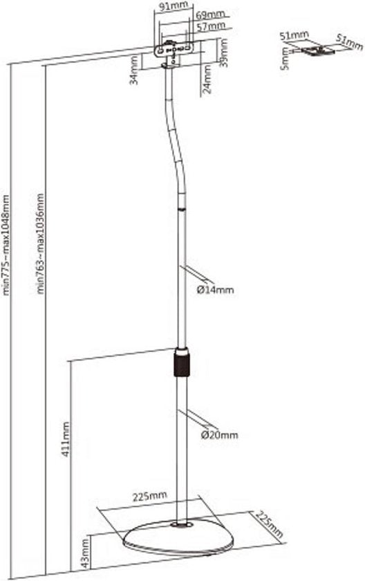 Lautsprecherständer universal - Bodenständer Lautsprecher - höhenverstellbar - 2er Set