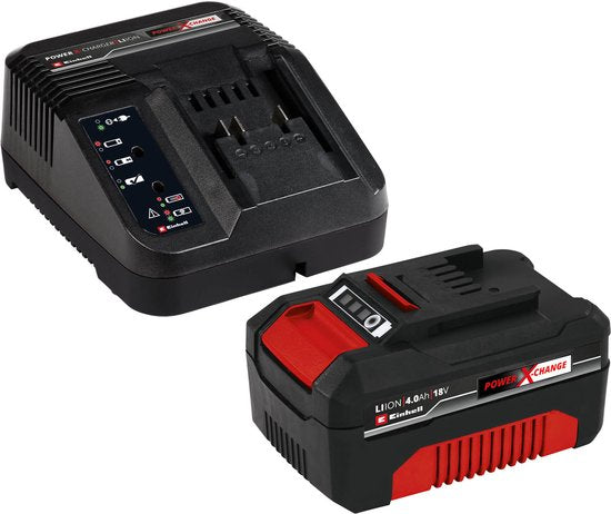 Einhell 18 V/4,0 Ah Power X-Change Starter-Set – 1x 4,0 Ah Akku und Schnellladegerät – universell für alle Power X-Change-Geräte